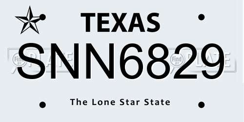 SNN6829 Texas License Plate