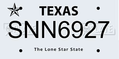 SNN6927 Texas License Plate