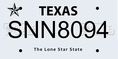 SNN8094 Texas License Plate