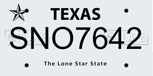 SNO7642 Texas License Plate