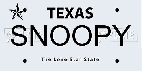 SNOOPY Texas License Plate