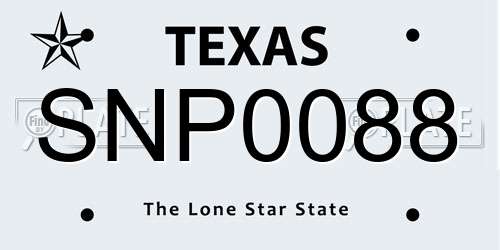 SNP0088 Texas License Plate