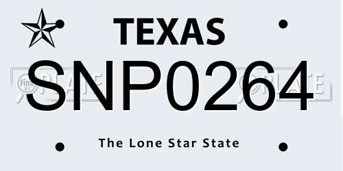 SNP0264 Texas License Plate