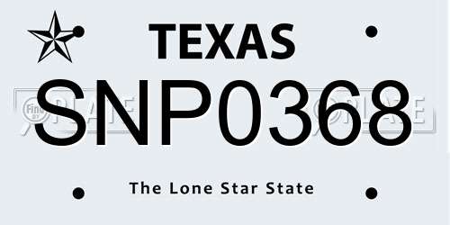 SNP0368 Texas License Plate