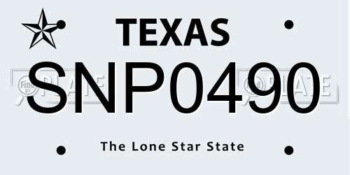 SNP0490 Texas License Plate