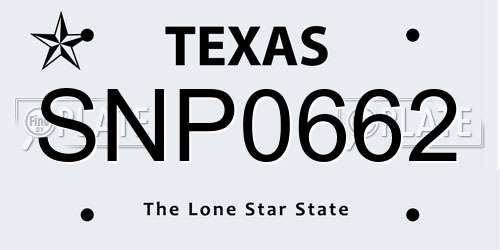 SNP0662 Texas License Plate