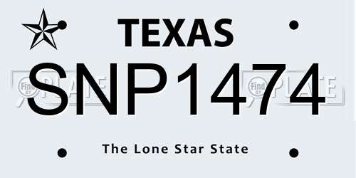 SNP1474 Texas License Plate