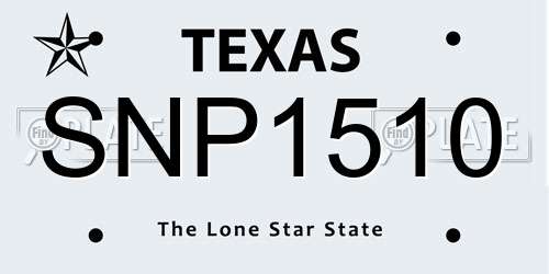 SNP1510 Texas License Plate