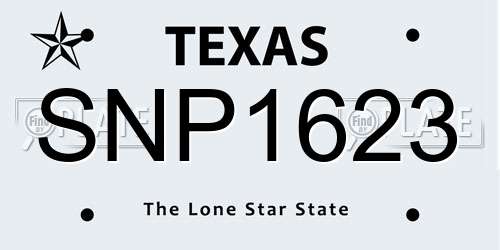 SNP1623 Texas License Plate