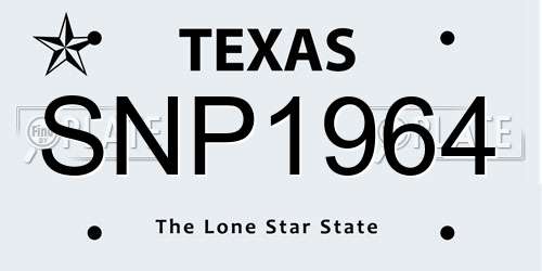 SNP1964 Texas License Plate