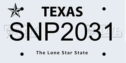 SNP2031 Texas License Plate