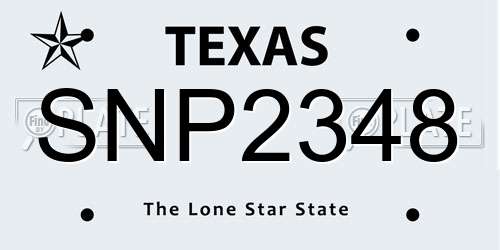 SNP2348 Texas License Plate