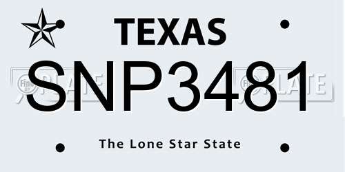 SNP3481 Texas License Plate