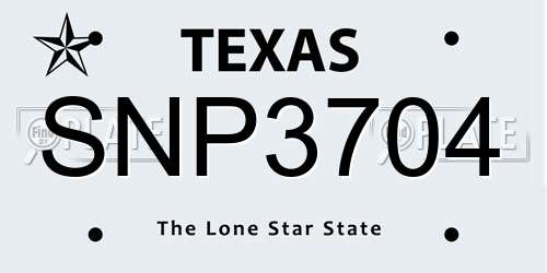 SNP3704 Texas License Plate