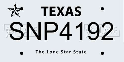 SNP4192 Texas License Plate