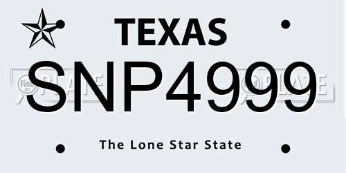 SNP4999 Texas License Plate