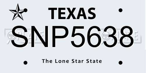 SNP5638 Texas License Plate