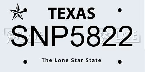 SNP5822 Texas License Plate