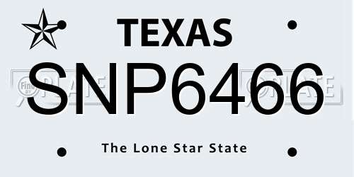SNP6466 Texas License Plate