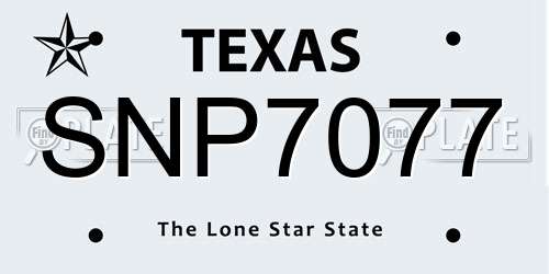 SNP7077 Texas License Plate