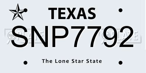 SNP7792 Texas License Plate
