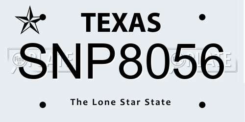 SNP8056 Texas License Plate