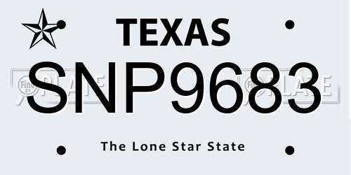 SNP9683 Texas License Plate