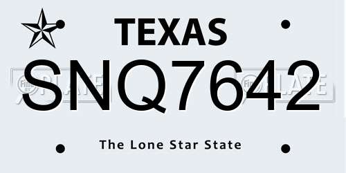 SNQ7642 Texas License Plate