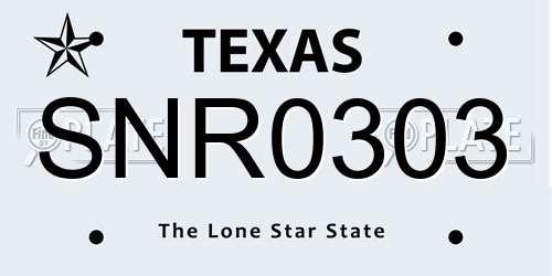SNR0303 Texas License Plate