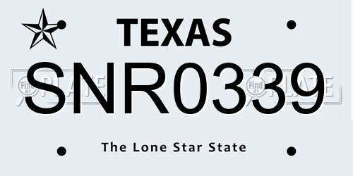 SNR0339 Texas License Plate