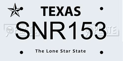 SNR153 Texas License Plate