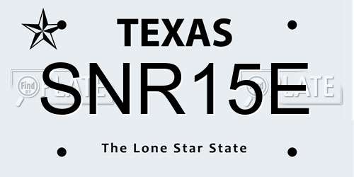SNR15E Texas License Plate