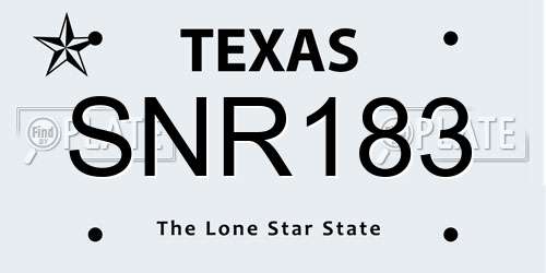 SNR183 Texas License Plate