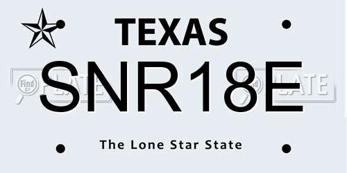 SNR18E Texas License Plate