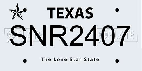 SNR2407 Texas License Plate