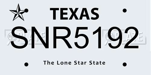 SNR5192 Texas License Plate