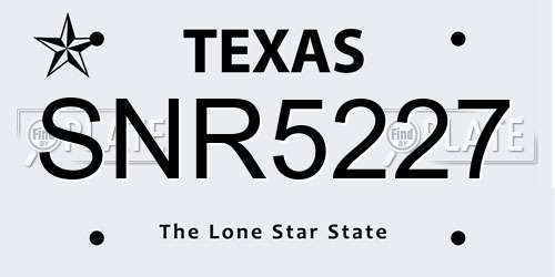 SNR5227 Texas License Plate