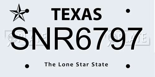 SNR6797 Texas License Plate