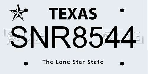 SNR8544 Texas License Plate