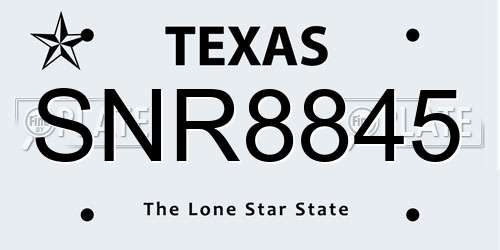 SNR8845 Texas License Plate