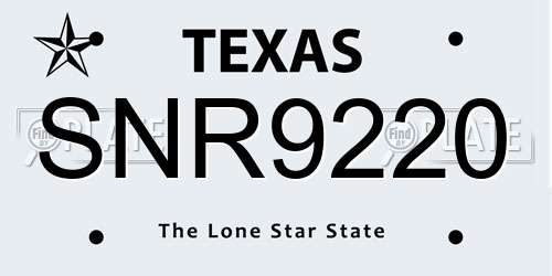 SNR9220 Texas License Plate