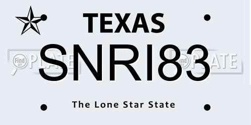 SNRI83 Texas License Plate