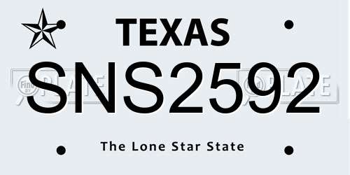 SNS2592 Texas License Plate