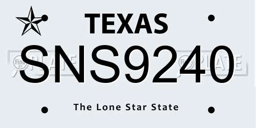 SNS9240 Texas License Plate