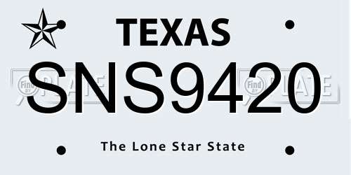 SNS9420 Texas License Plate