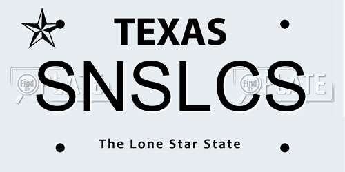 SNSLCS Texas License Plate