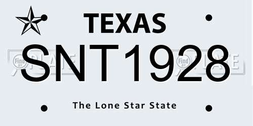 SNT1928 Texas License Plate