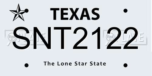SNT2122 Texas License Plate