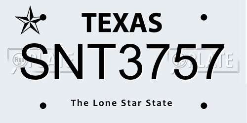 SNT3757 Texas License Plate