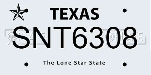 SNT6308 Texas License Plate